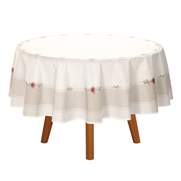 Toalha de Mesa Redonda Dohler Clean Matisse Estampado Digital Ramos de Natal 8 Lugares 2,00m