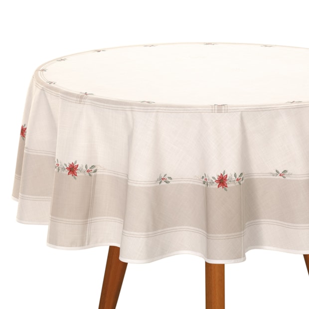 Toalha de Mesa Redonda Dohler Clean Matisse Estampado Digital Ramos de Natal 8 Lugares 2,00m