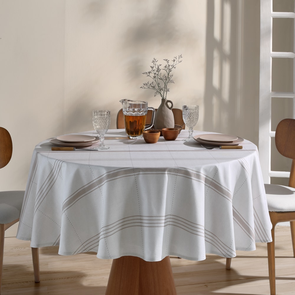 Toalha de Mesa Redonda Dohler Clean Nina 8 Lugares 100% Algodão 2,00m