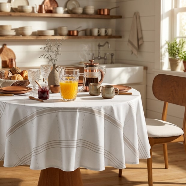Toalha de Mesa Redonda Dohler Clean Nina 8 Lugares 100% Algodão 2,00m