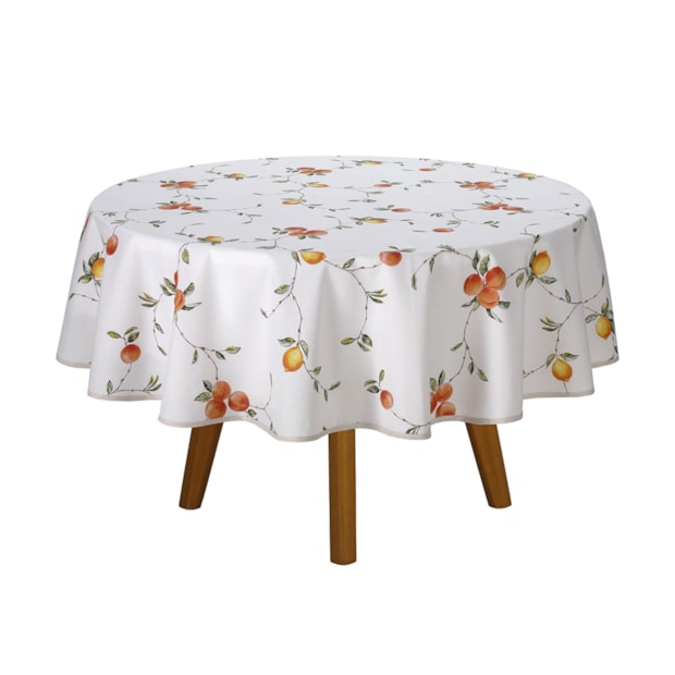 Toalha de Mesa Redonda Dohler Clean Pêssegos 4 Lugares 1,60m