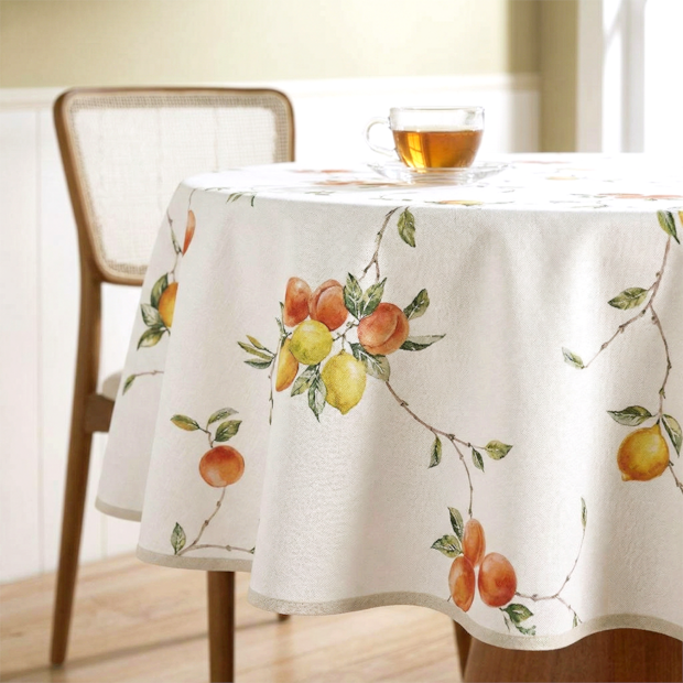 Toalha de Mesa Redonda Dohler Clean Pêssegos 4 Lugares 1,60m