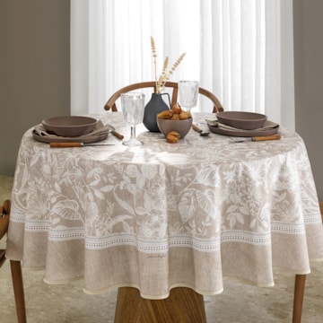 Toalha de Mesa Redonda Dohler Clean Renova Estampado Digital Alana 8 Lugares 1,80m