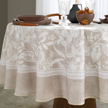 Toalha de Mesa Redonda Dohler Clean Renova Estampado Digital Alana 8 Lugares 1,80m