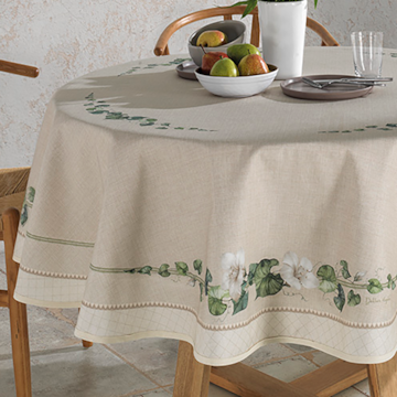 Toalha de Mesa Redonda Dohler Clean Renova Estampado Digital Botânica Flores 8 Lugares 1,80m
