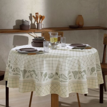 Toalha de Mesa Redonda Dohler Clean Renova Estampado Digital Charlotte 8 Lugares 1,80m