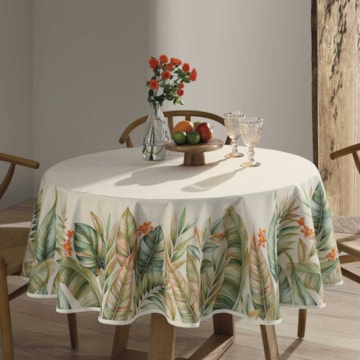 Toalha de Mesa Redonda Dohler Clean Renova Estampado Digital Hércules 8 Lugares 1,80m