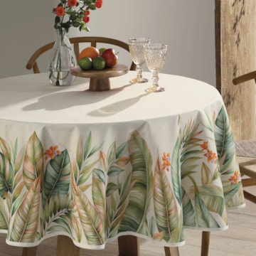 Toalha de Mesa Redonda Dohler Clean Renova Estampado Digital Hércules 8 Lugares 1,80m