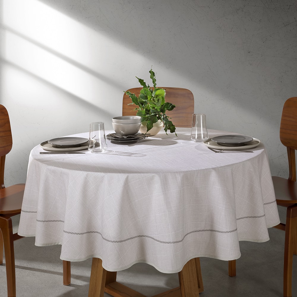 Toalha de Mesa Redonda Dohler Clean Renova Estampado Digital Iara 8 Lugares 1,80m