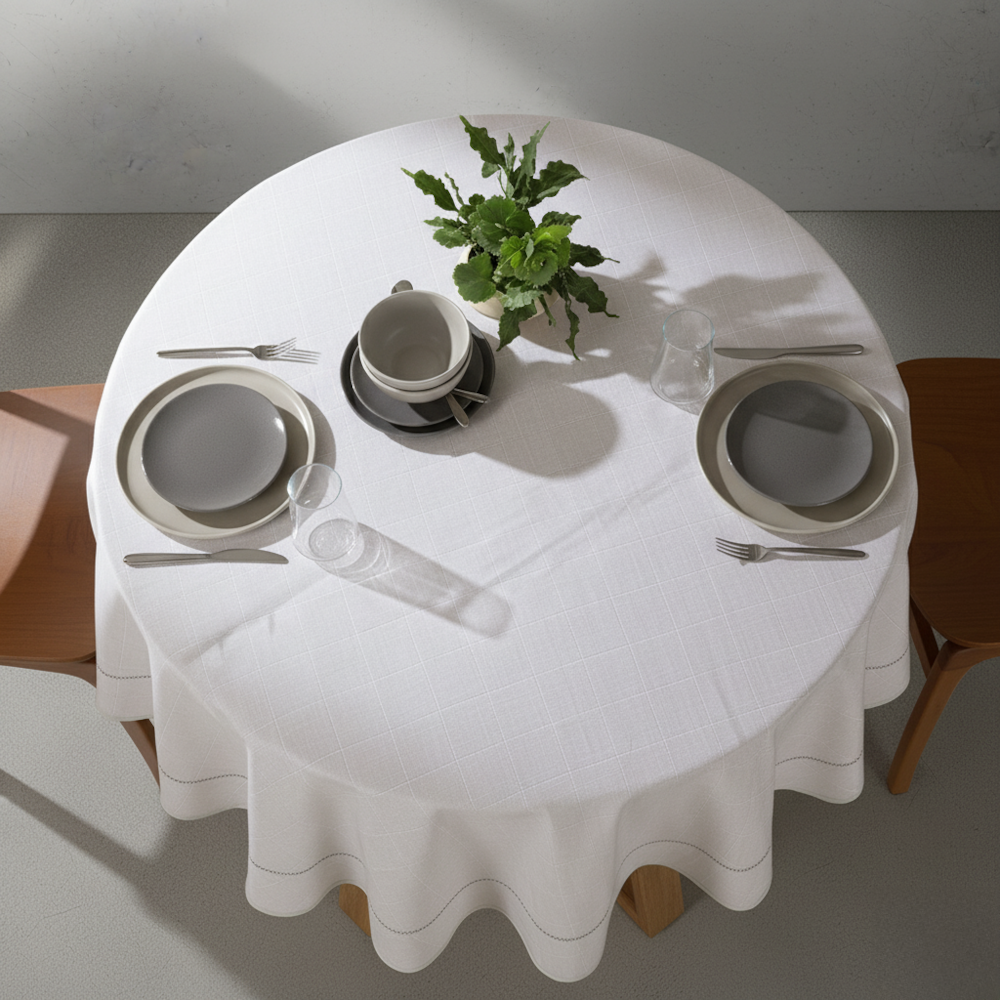 Toalha de Mesa Redonda Dohler Clean Renova Estampado Digital Iara 8 Lugares 1,80m