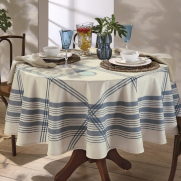 Toalha de Mesa Redonda Dohler Clean Renova Estampado Digital Luna 8 Lugares 1,80m