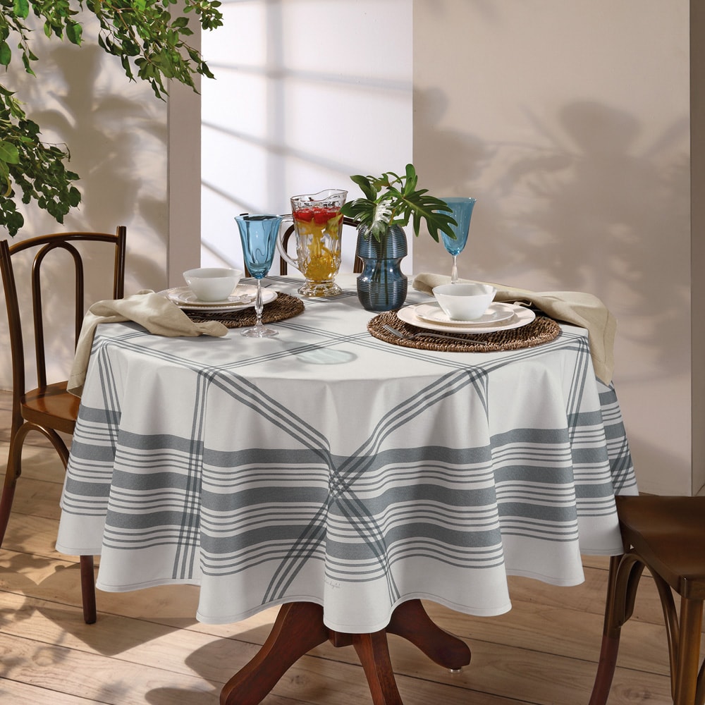 Toalha de Mesa Redonda Dohler Clean Renova Estampado Digital Luna 8 Lugares 1,80m