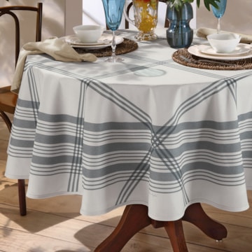 Toalha de Mesa Redonda Dohler Clean Renova Estampado Digital Luna 8 Lugares 1,80m