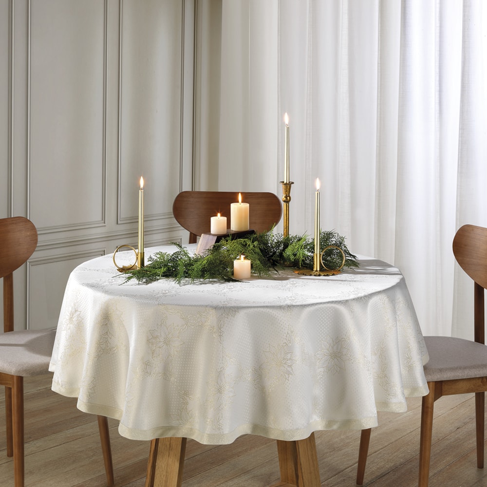 Toalha de Mesa Redonda Dohler Lumina II TJ-4885 4 Lugares 1,60m