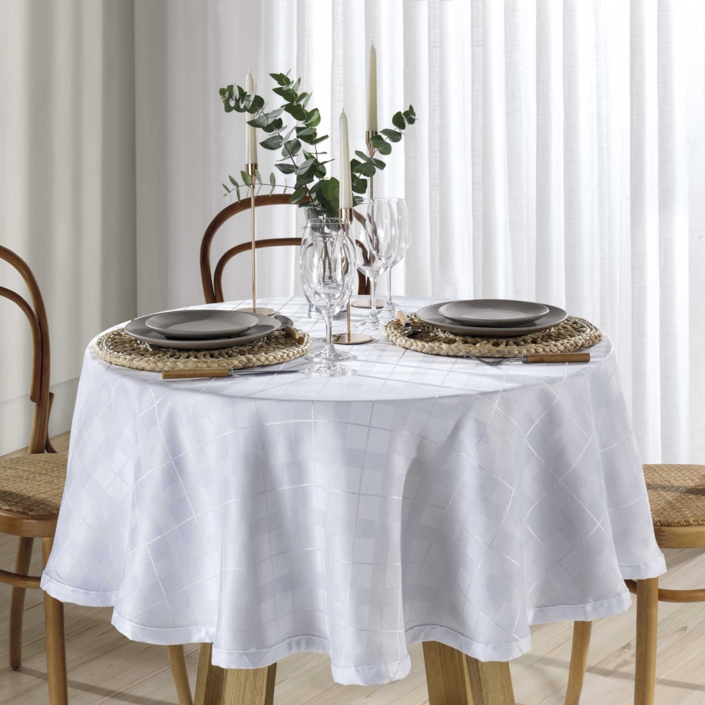 Toalha de Mesa Redonda Dohler Requinte II TJ-4872 4 Lugares 1,60m