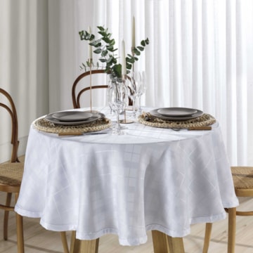 Toalha de Mesa Redonda Dohler Requinte II TJ-4872 4 Lugares 1,60m