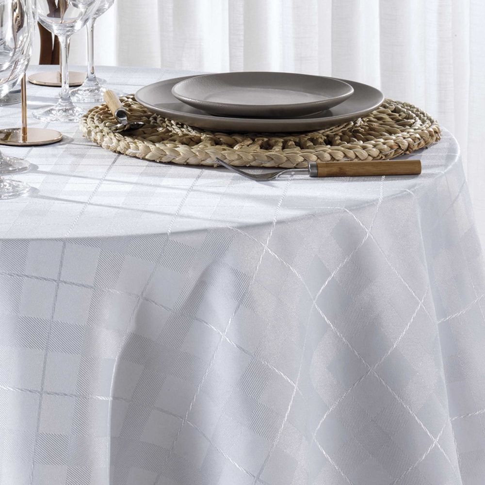 Toalha de Mesa Redonda Dohler Requinte II TJ-4872 4 Lugares 1,60m