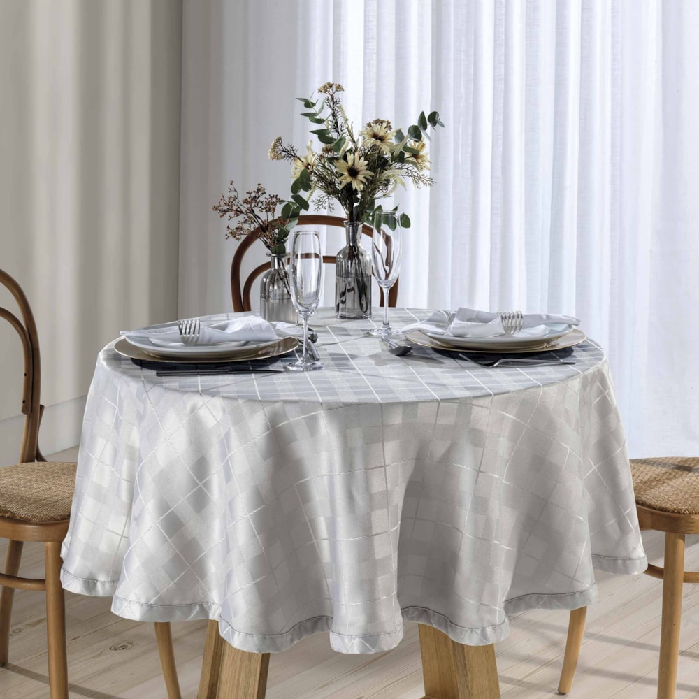 Toalha de Mesa Redonda Dohler Requinte II TJ-4872 4 Lugares 1,60m