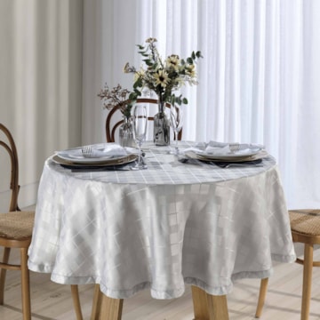 Toalha de Mesa Redonda Dohler Requinte II TJ-4872 4 Lugares 1,60m