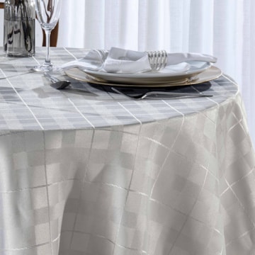 Toalha de Mesa Redonda Dohler Requinte II TJ-4872 4 Lugares 1,60m