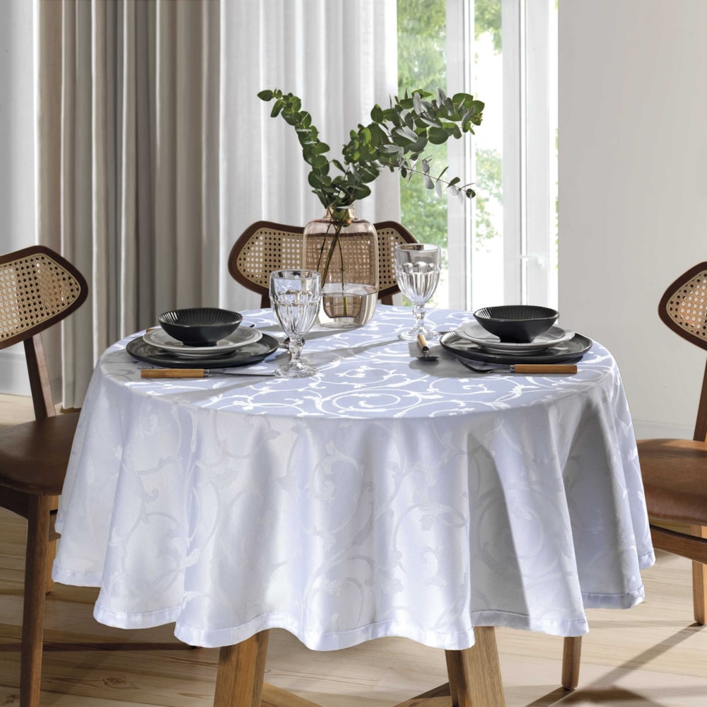 Toalha de Mesa Redonda Dohler Requinte II TJ-6205 4 Lugares 1,60m