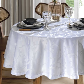 Toalha de Mesa Redonda Dohler Requinte II TJ-6205 4 Lugares 1,60m