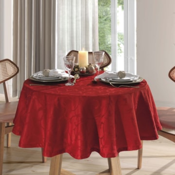 Toalha de Mesa Redonda Dohler Requinte II TJ-6205 4 Lugares 1,60m