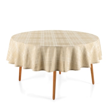 Toalha de Mesa Redonda Karsten Jacquard Celebra Lava Fácil Tartan 6 Lugares 1,78m