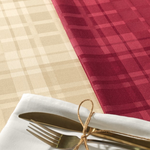 Toalha de Mesa Redonda Karsten Jacquard Celebra Lava Fácil Tartan 6 Lugares 1,78m