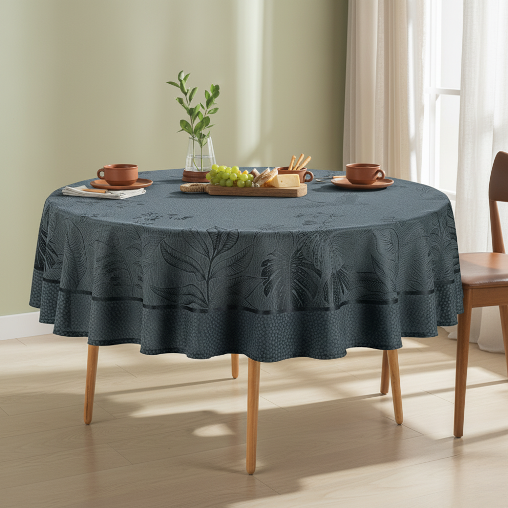 Toalha de Mesa Redonda Karsten Jacquard Sempre Limpa Amaris 6 Lugares 1,78m