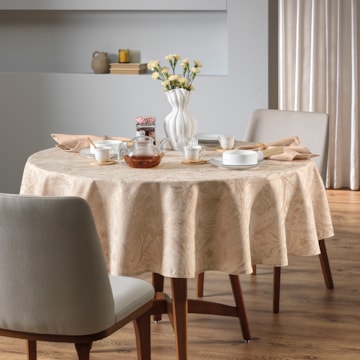 Toalha de Mesa Redonda Karsten Jacquard Sempre Limpa Aurora 6 Lugares 1,78m