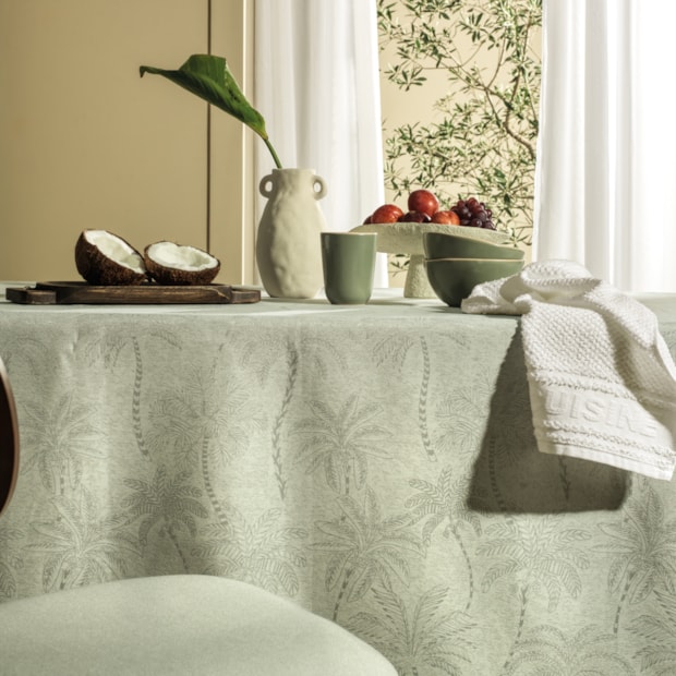 Toalha de Mesa Redonda Karsten Jacquard Sempre Limpa Bali 6 Lugares 1,78m