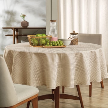 Toalha de Mesa Redonda Karsten Jacquard Sempre Limpa Beamon 6 Lugares 1,78m