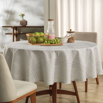 Toalha de Mesa Redonda Karsten Jacquard Sempre Limpa Beamon 6 Lugares 1,78m