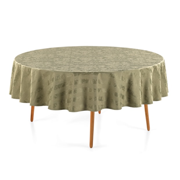Toalha de Mesa Redonda Karsten Jacquard Sempre Limpa Campestre 6 Lugares 1,78m