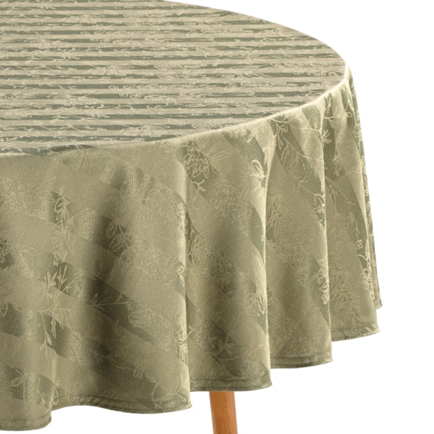 Toalha de Mesa Redonda Karsten Jacquard Sempre Limpa Campestre 6 Lugares 1,78m