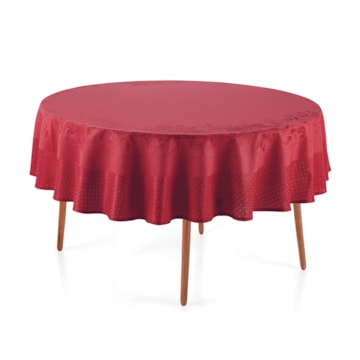Toalha de Mesa Redonda Karsten Jacquard Sempre Limpa Flor do Natal 6 Lugares 1,78m