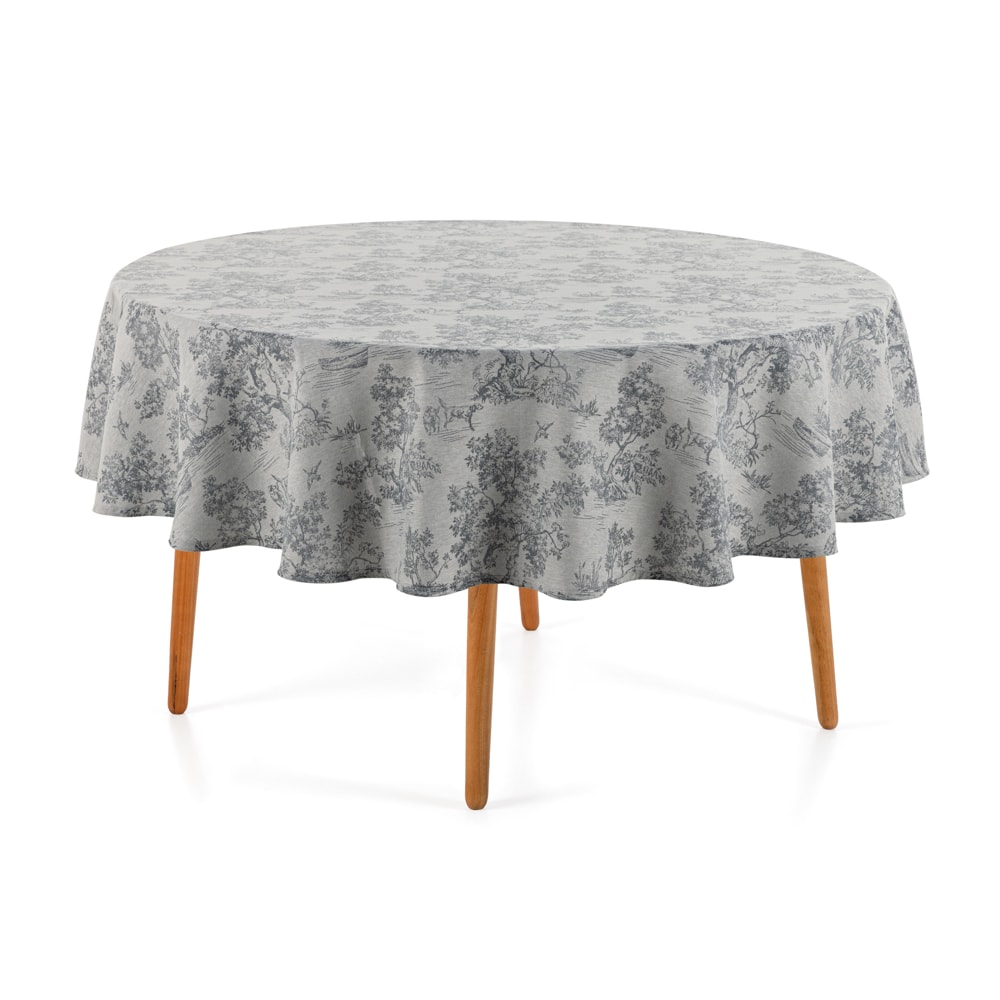 Toalha de Mesa Redonda Karsten Jacquard Sempre Limpa Grazia 6 Lugares 1,78m