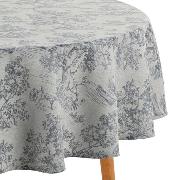 Toalha de Mesa Redonda Karsten Jacquard Sempre Limpa Grazia 6 Lugares 1,78m