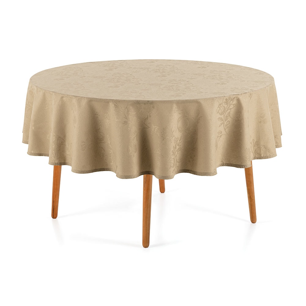 Toalha de Mesa Redonda Karsten Jacquard Sempre Limpa Roman 6 Lugares 1,78m