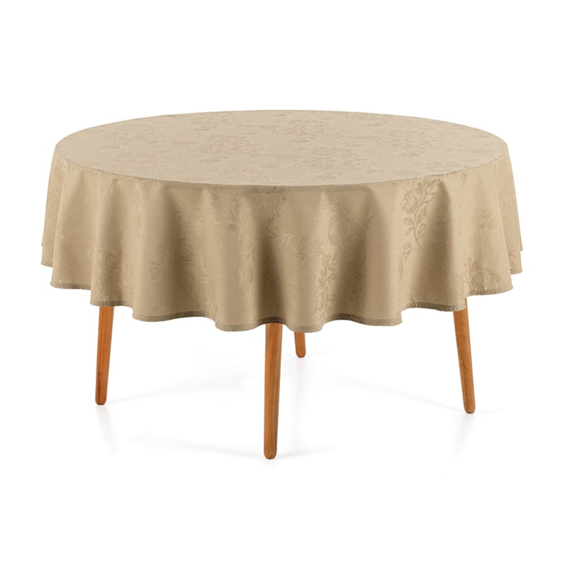 Toalha de Mesa Redonda Karsten Jacquard Sempre Limpa Roman 6 Lugares 1