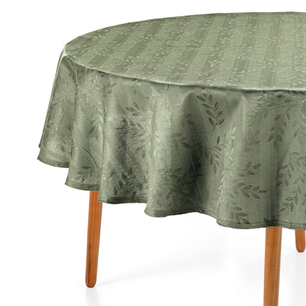 Toalha de Mesa Redonda Karsten Jacquard Sempre Limpa Serena 6 Lugares 1,78m