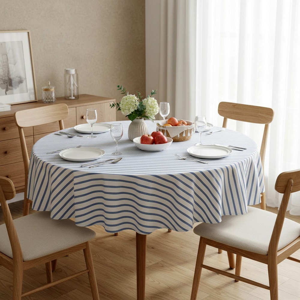 Toalha de Mesa Redonda Karsten Jacquard Sempre Limpa Zaira 6 Lugares 1,78m