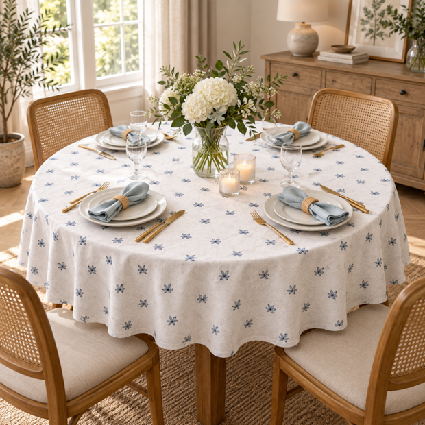 Toalha de Mesa Redonda Nativa Floral 4 Lugares 1,50m