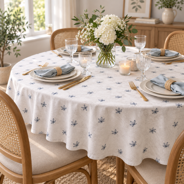 Toalha de Mesa Redonda Nativa Floral 4 Lugares 1,50m
