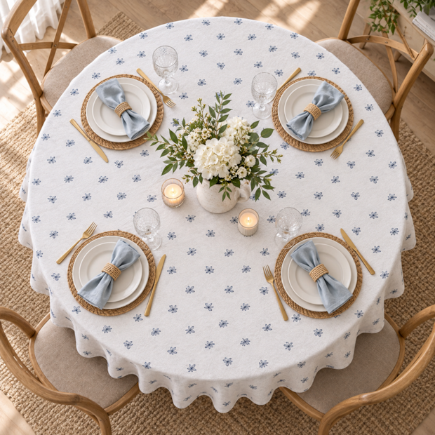Toalha de Mesa Redonda Nativa Floral 4 Lugares 1,50m