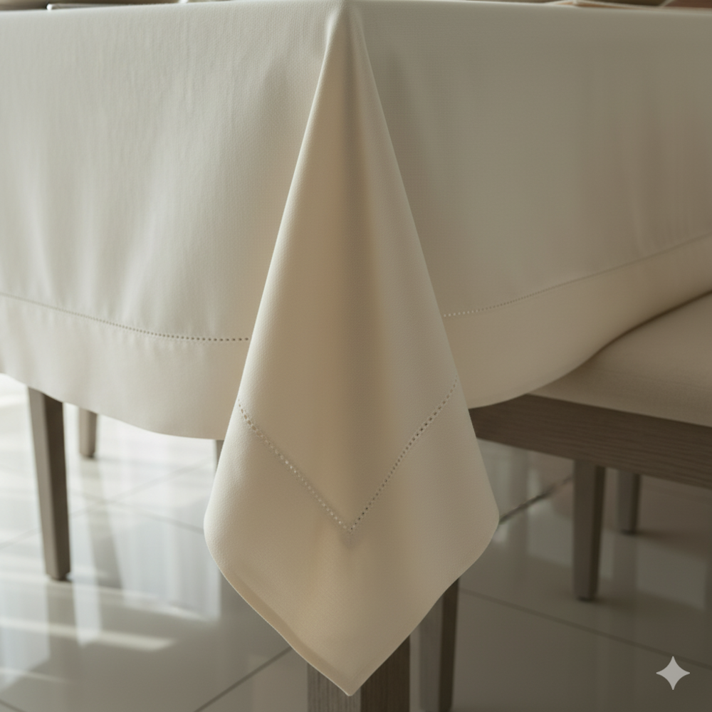 Toalha de Mesa Retangular Casa Argivai À Jour Perla 6 Lugares 100% Algodão 1,60m x 2,10m