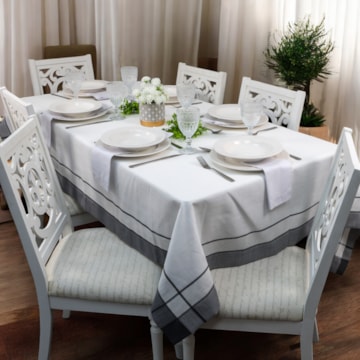 Toalha de Mesa Retangular Charmy Silver 6 Lugares 1,60m x 2,10m