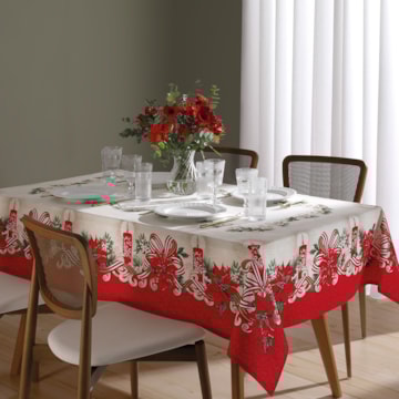 Toalha de Mesa Retangular Dohler Athenas Luz de Natal 8 Lugares 1,60m x 2,50m