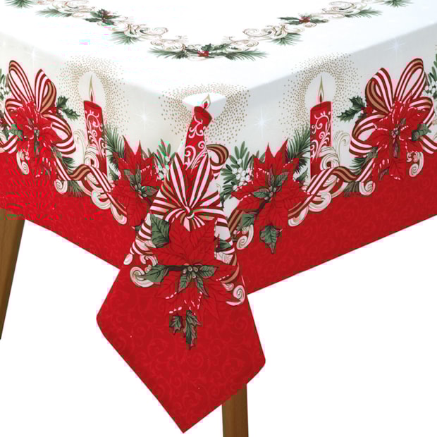 Toalha de Mesa Retangular Dohler Athenas Luz de Natal 8 Lugares 1,60m x 2,50m